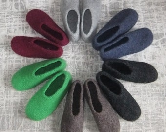 Slippers house socks felt slippers felt socks - all sizes 28 - 48 light grey anthracite brown blue green red wine red