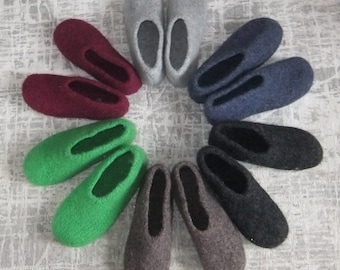 Hausschuhe Haussocken Filzpuschen Filzsocken - Alle Größen  28 - 49 hellgrau anthrazit braun blau grün rot weinrot