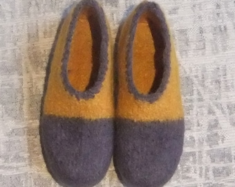 Slippers felt slippers felt socks size 40/41 curry mustard yellow purple