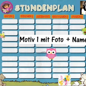 Stundenplan personalisiert mit Foto, abwischbar Bild 1