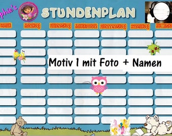 Timetable personalized with photo, wipeable