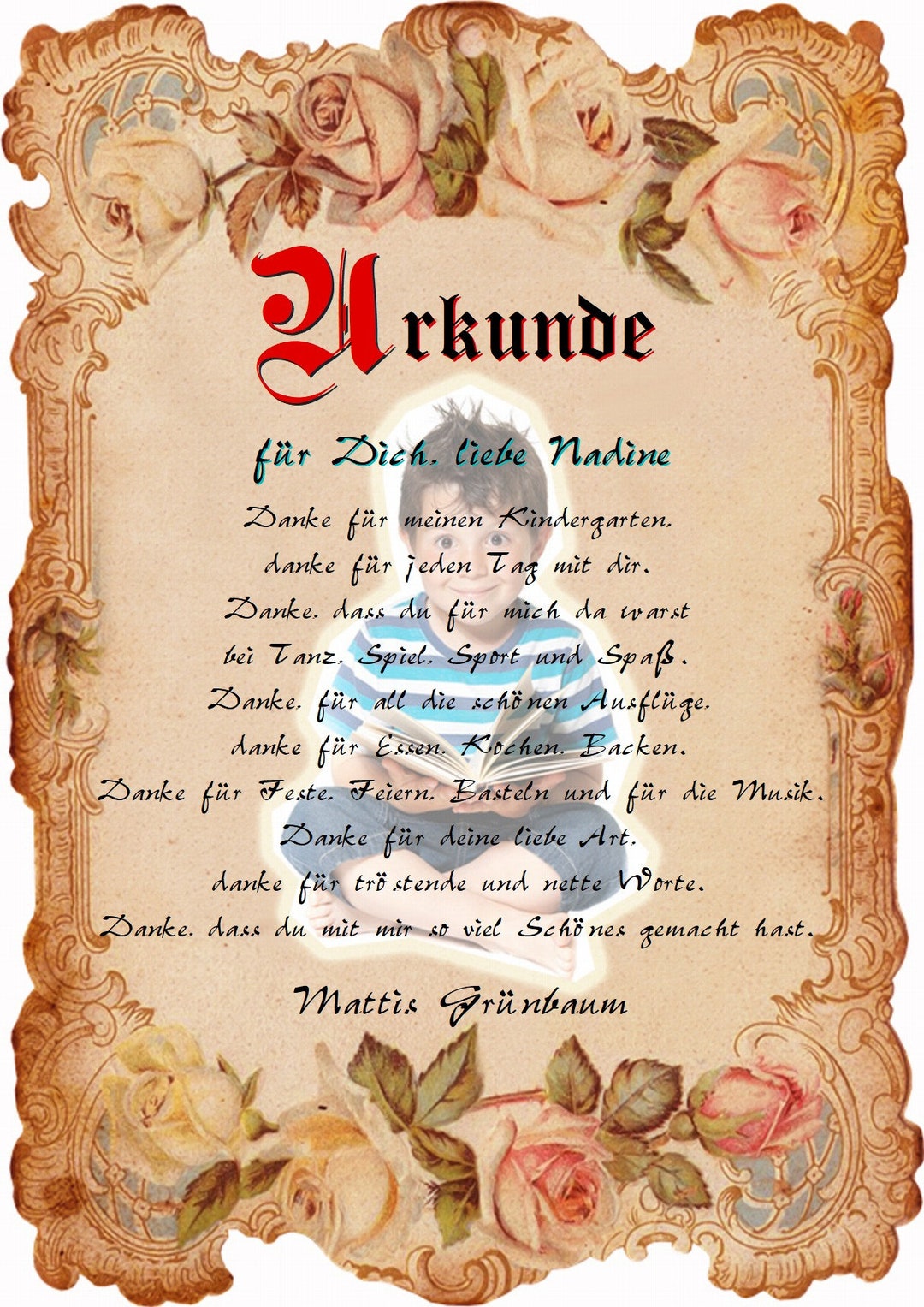 CERTIFICATE Farewell to Kindergarten DIN A4 Matt With a Photo - Etsy