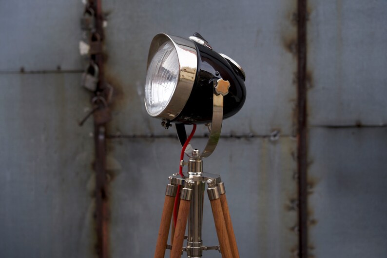 Motorcycle floor lamp / Retro tripod motorcycle headlight lamp Etsy