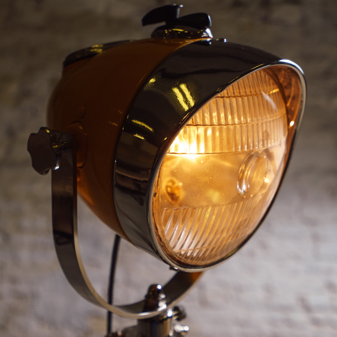 Motorcycle floor lamp / Retro tripod motorcycle headlight lamp Etsy