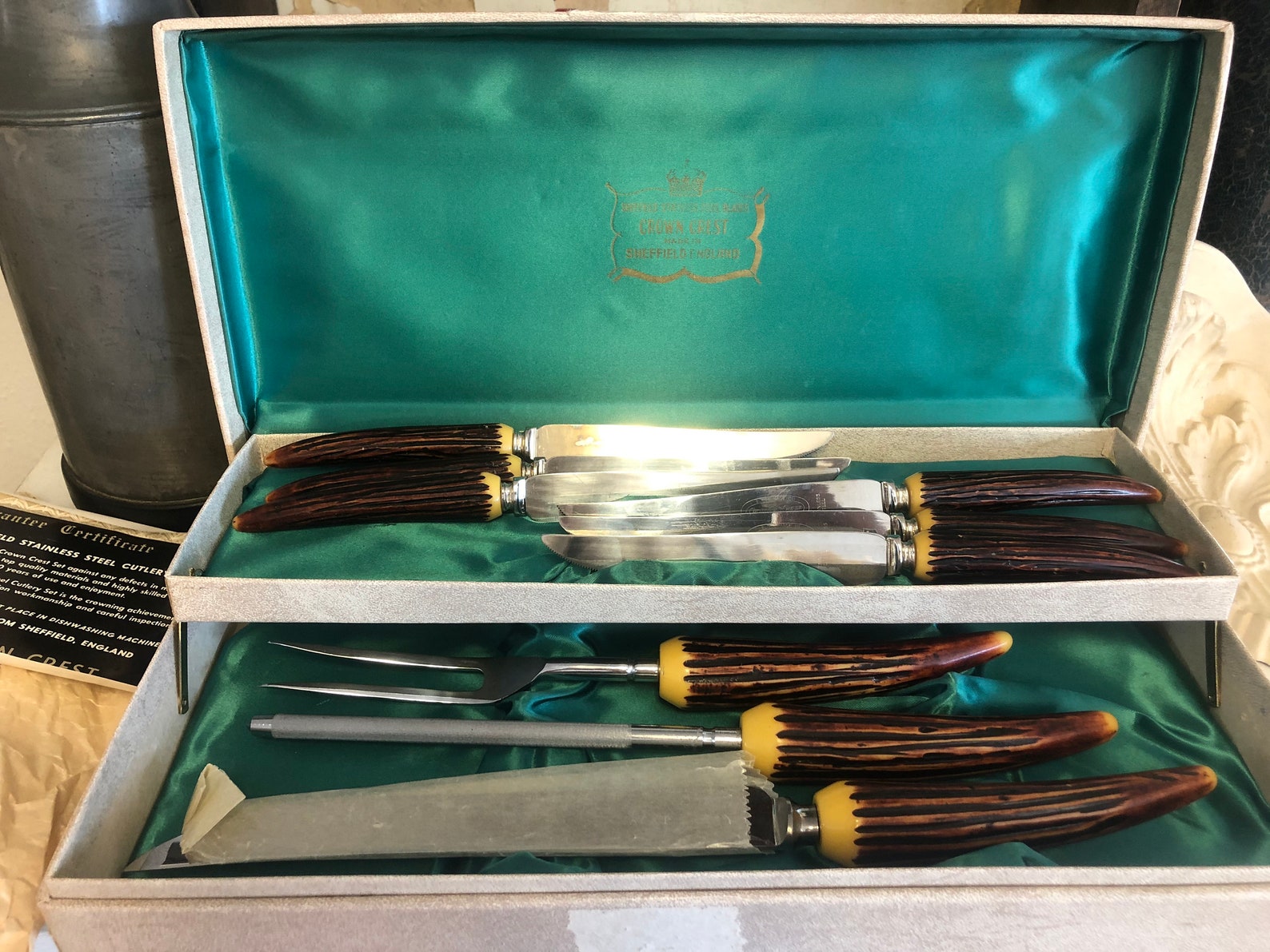 Vintage Crown Crest Knife Set with Carving Tools Made in Etsy