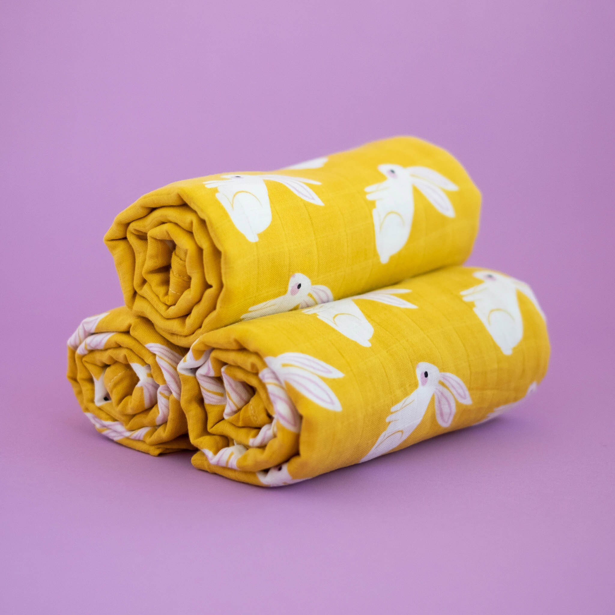 Baby Blanket Muslin Swaddle Yellow Rabbit Cotton New Baby Etsy