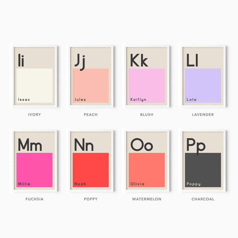 Personalised Name Print - COLOUR SWATCH 1, Colourful Typographic ...