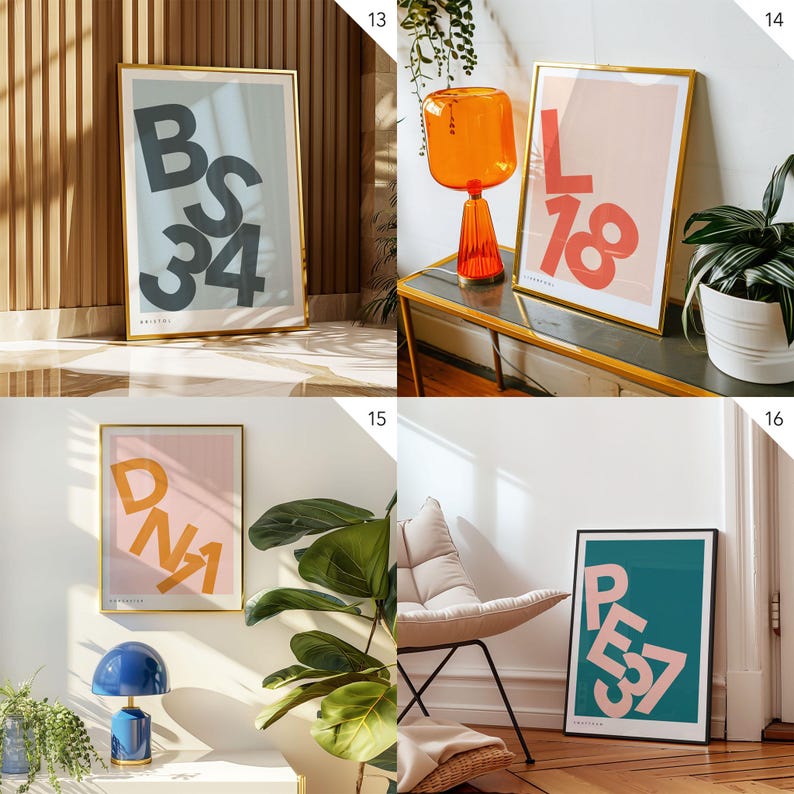 Postcode Map Personalised Personalised Postcode Print Stacked Letters, Option to Include City ...