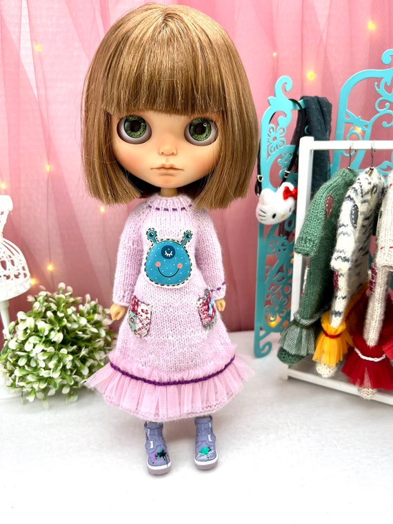 Cute Dress for Neo Blythe Doll Casual Outfit in Pink Monster - Etsy
