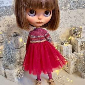 Knit top dress with a tulle skirt, Blythe  clothes, Pullip outfit