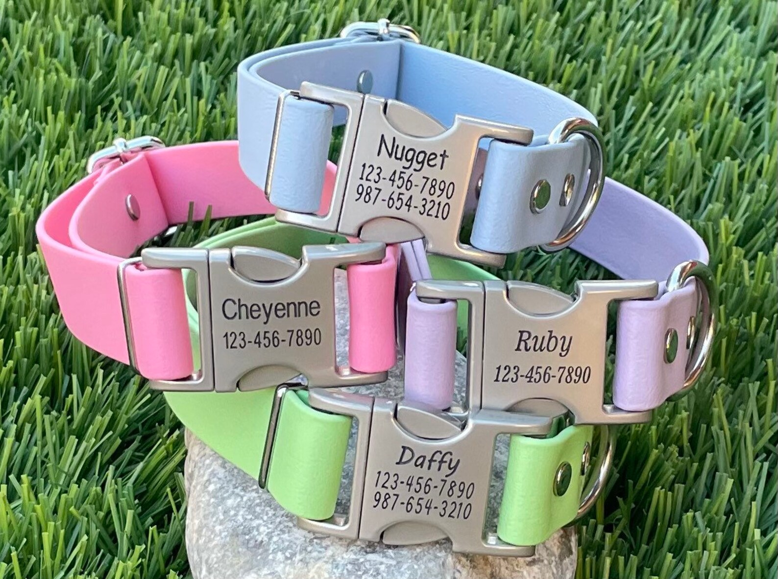 1 Wide Biothane Dog Collar With Engraved Silver Buckle Etsy