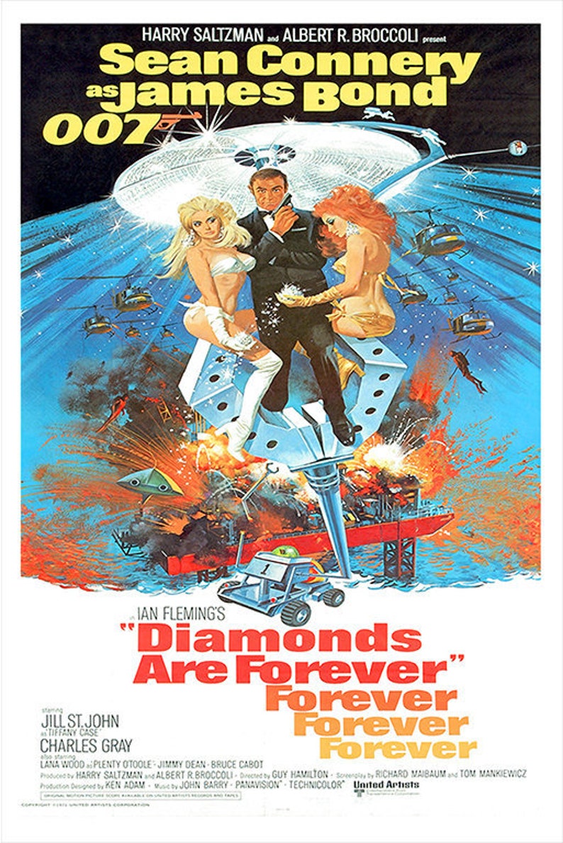 Diamonds are Forever Classic James Bond movie poster Movie Etsy