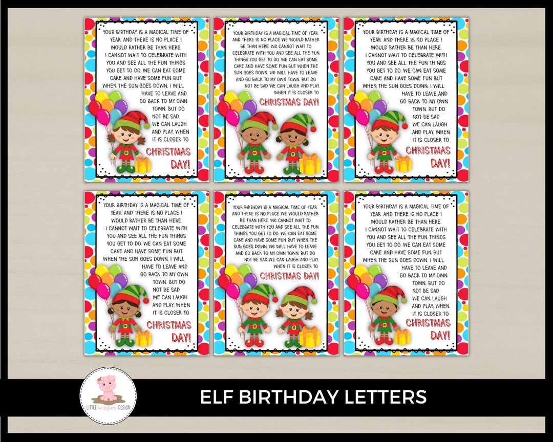 Elf Happy Birthday Letter by Little Wiggles Design - Etsy