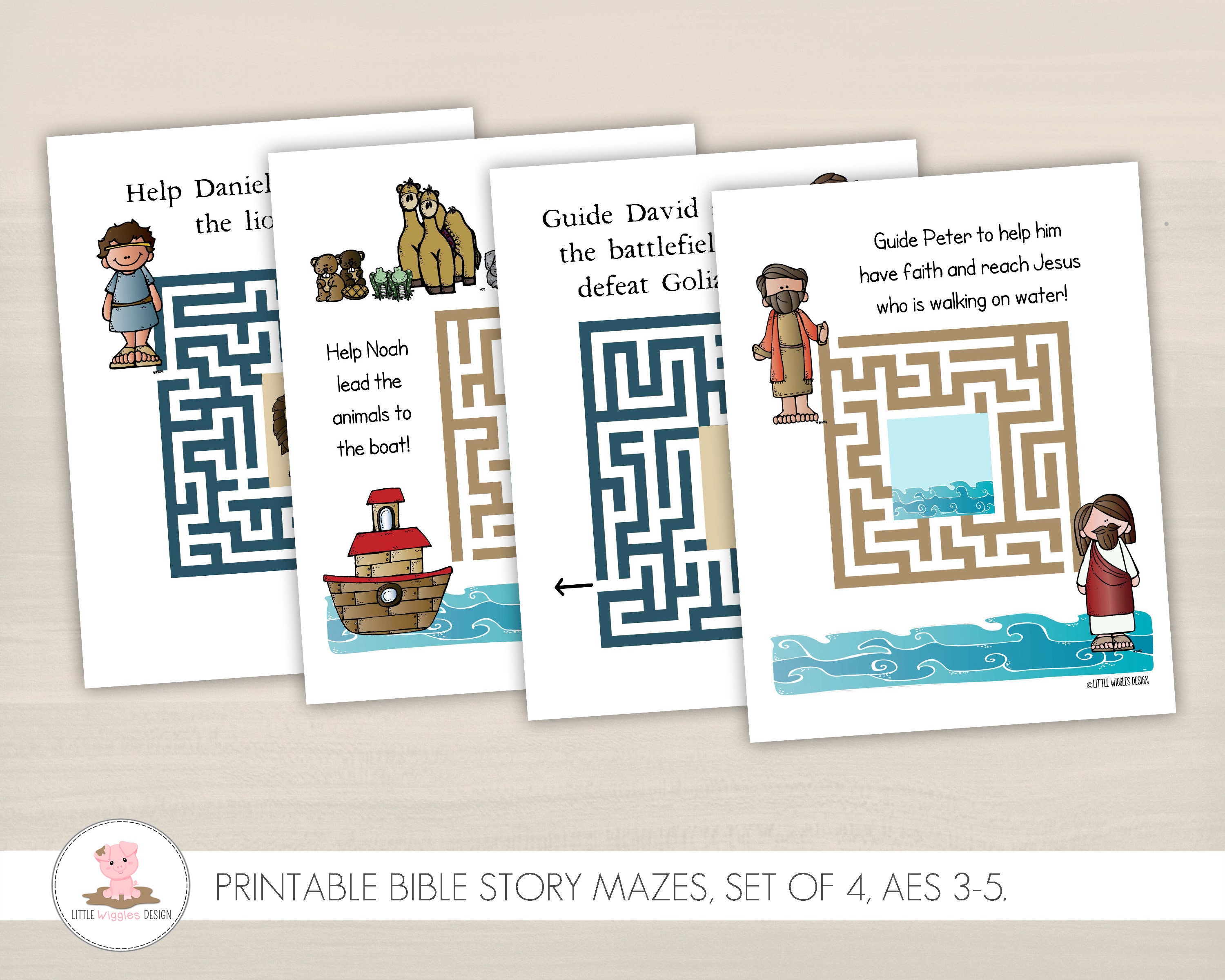 ages 3 5 bible activity and printable maze etsy hong kong