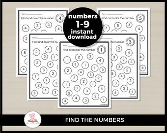 I spy number worksheets by Little Wiggles Design