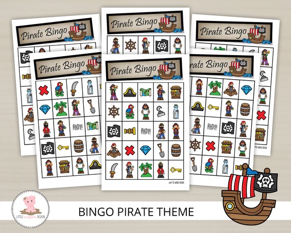Pirate Bingo game Printable kids Bingo game Pirate party | Etsy