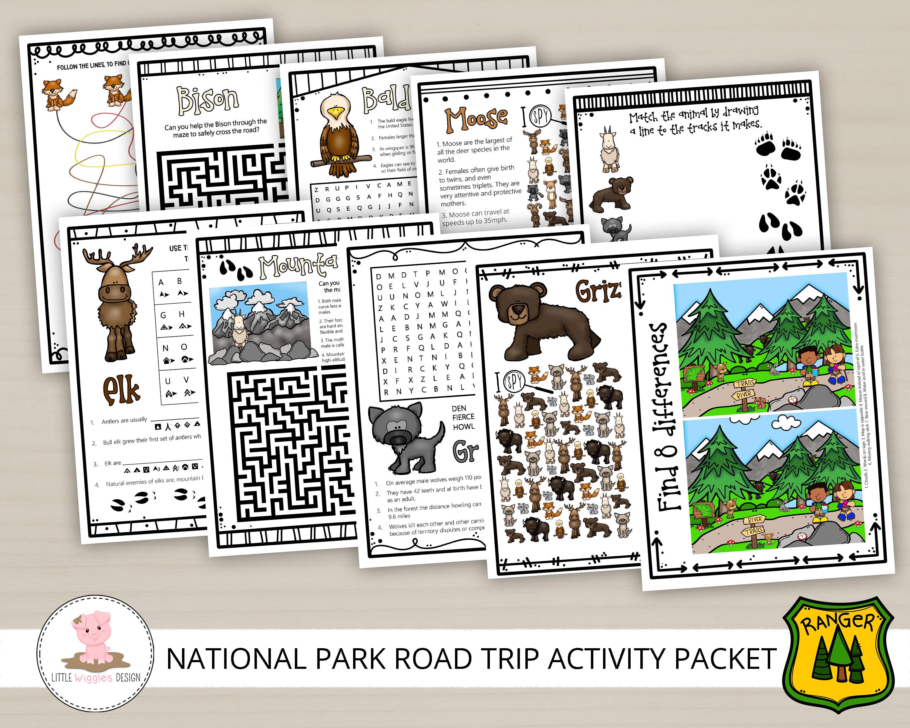 National Park Printable National Park Kid Activity Packet - Etsy