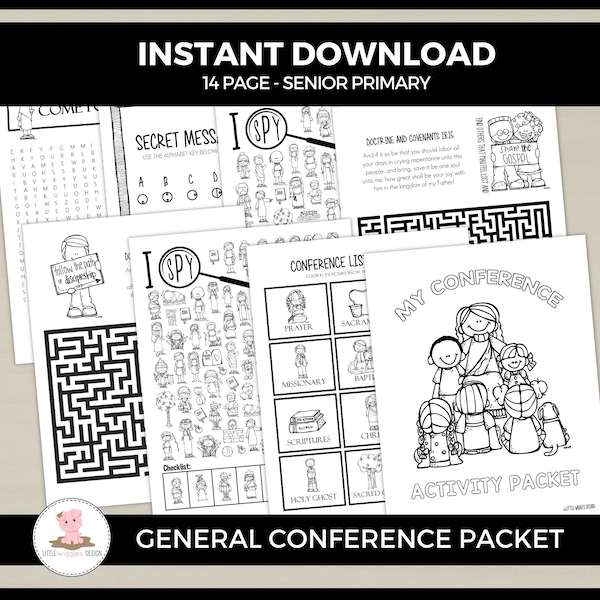 Senior Primary General Conference activity pages by Little Wiggles Design