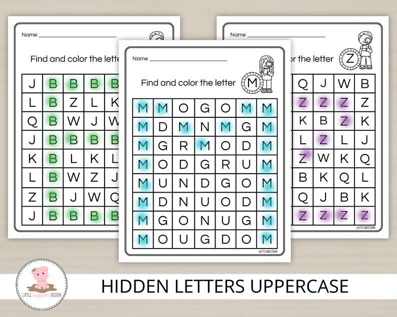 Hidden Letter Printable Uppercase Letter Recognition - Etsy