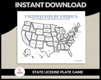 Printable States license plate game by Little Wiggles Design