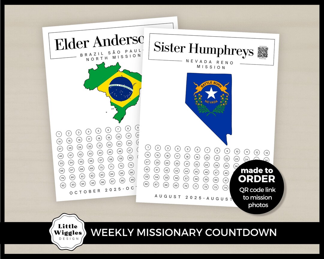 Missionary Countdown Poster With QR Code Photo Link by Little Wiggles ...