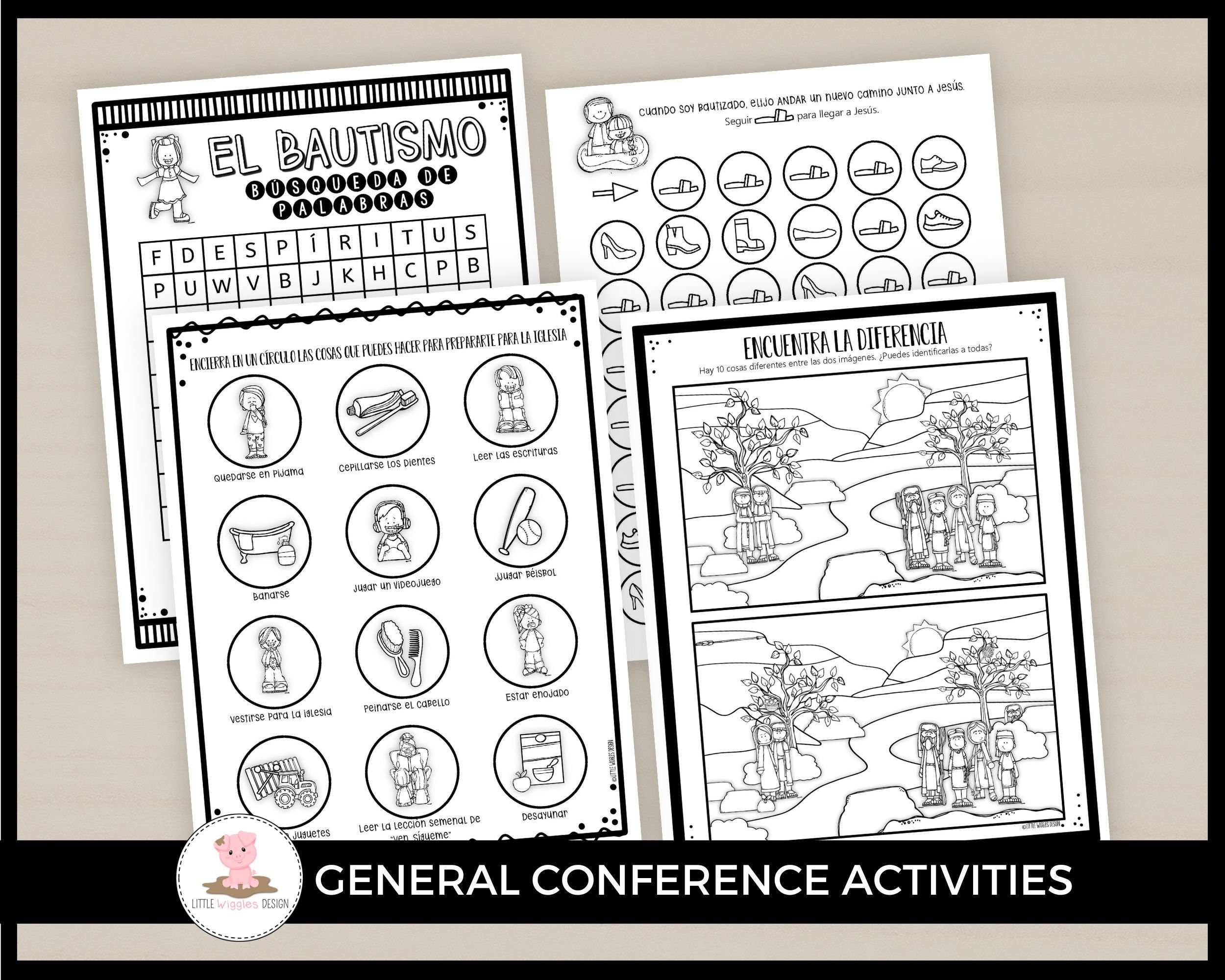 Spanish General Conference Activity Packet by Little Wiggles Design - Etsy