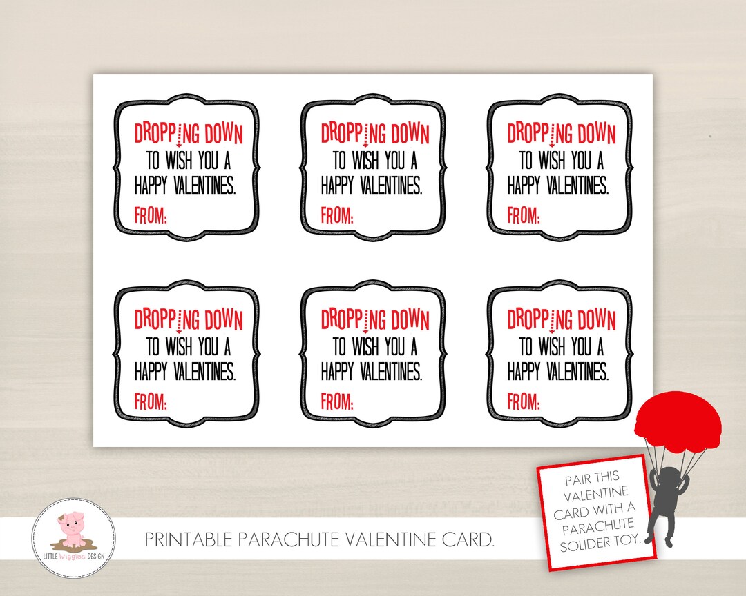 Parachute Printable Valentine for Kids - Etsy