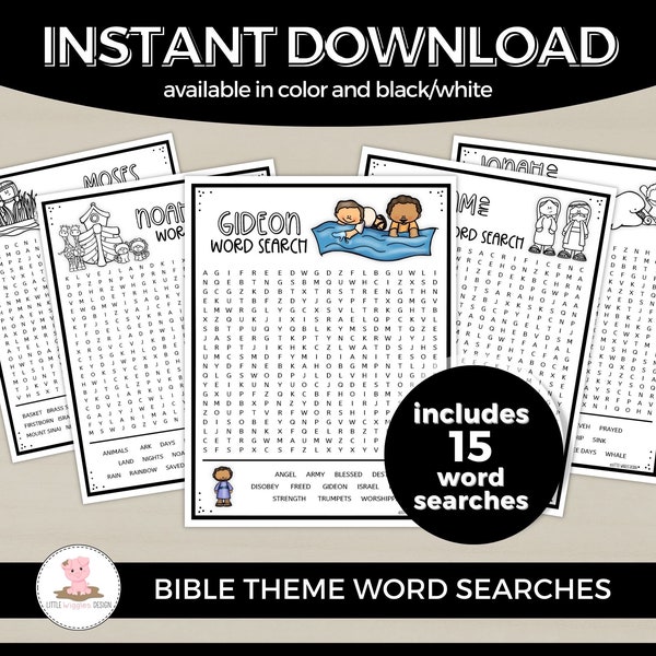 Old Testament Bible word searches by Little Wiggles Design