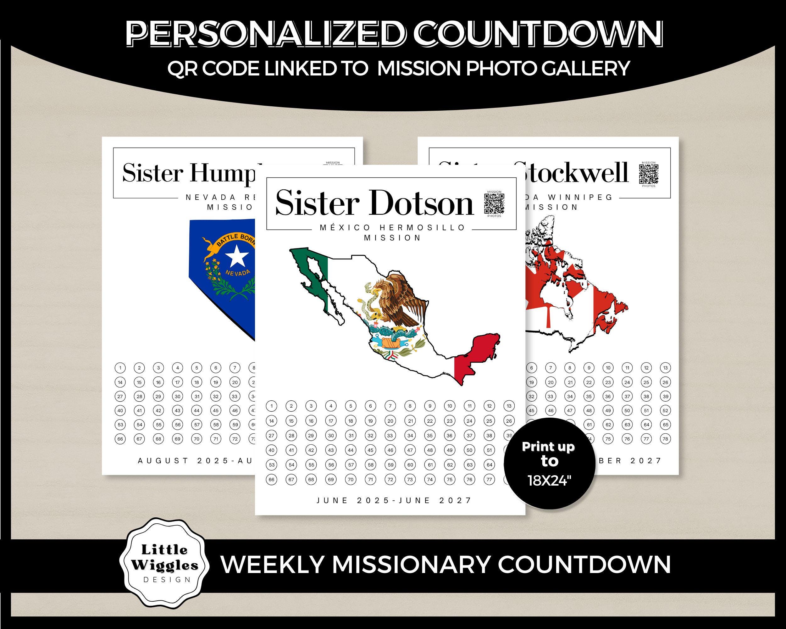 Missionary Countdown Poster With QR Code Photo Link by Little Wiggles ...