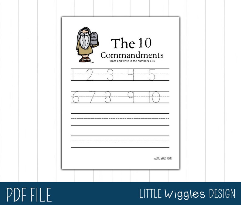 10 commandments tracing quantities printable graphic relating to Printable 10 Commandments named 10 commandments tracing quantities printable