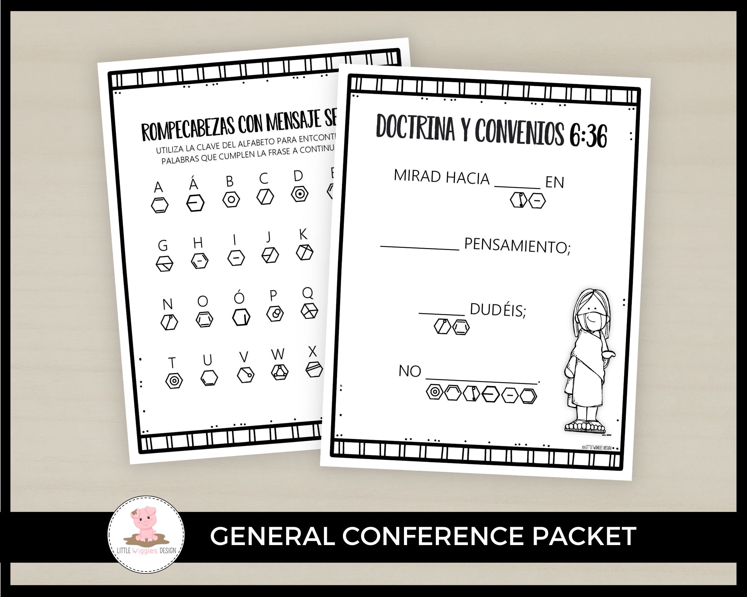 Spanish General Conference Activity Packet by Little Wiggles Design - Etsy