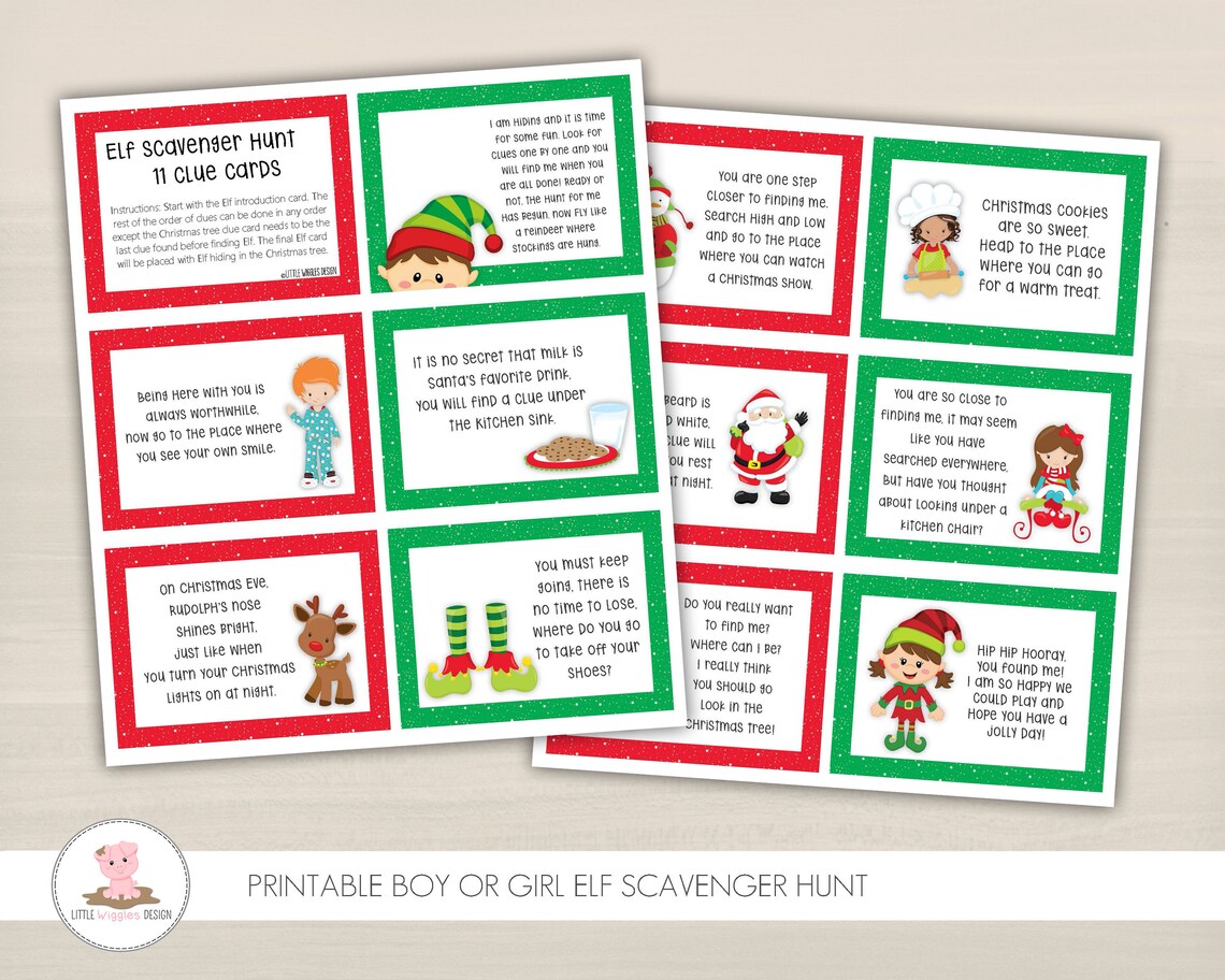 Elf Christmas scavenger hunt with clues Christmas Riddles | Etsy