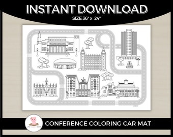 General Conference coloring and car mat by Little Wiggles Design