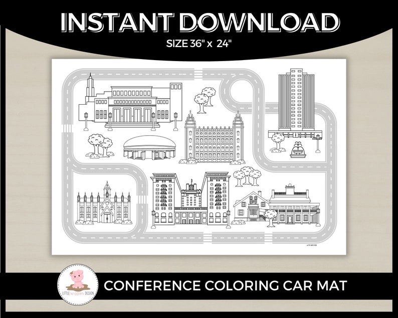 General Conference coloring and car mat by Little Wiggles Design image 1