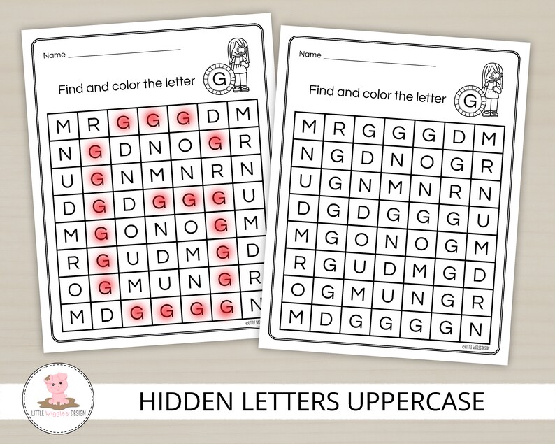 Hidden Letter Printable Uppercase Letter Recognition - Etsy