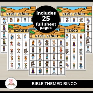 Printable Bible Bingo game cards by Little Wiggles Design