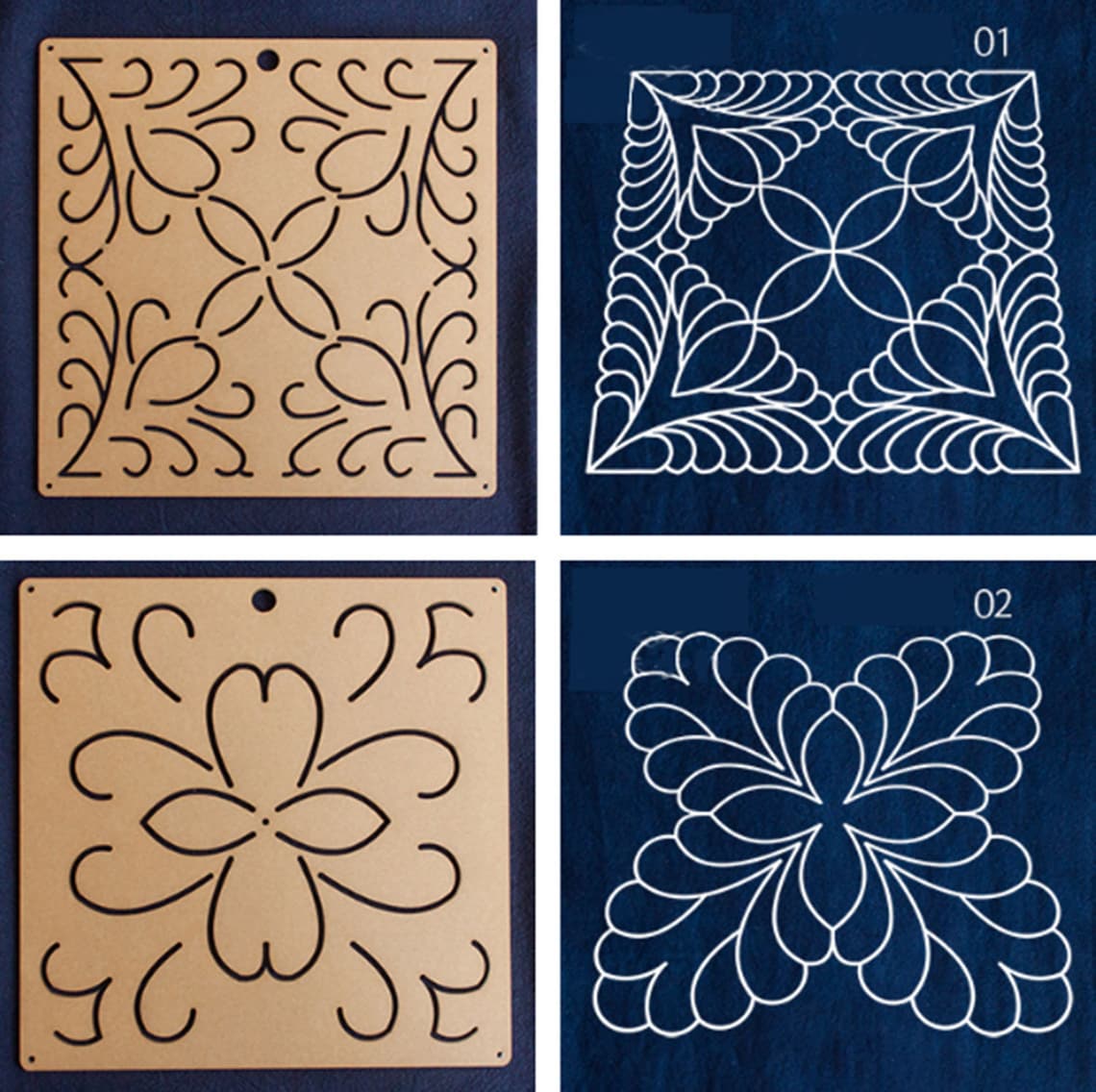 BENECREAT 6 Pochoirs Acryliques Sashiko Points Et Lignes - Outils De Broderie Matelassée à La Main, Épaisseur 3mm, Modèles Réutilisables