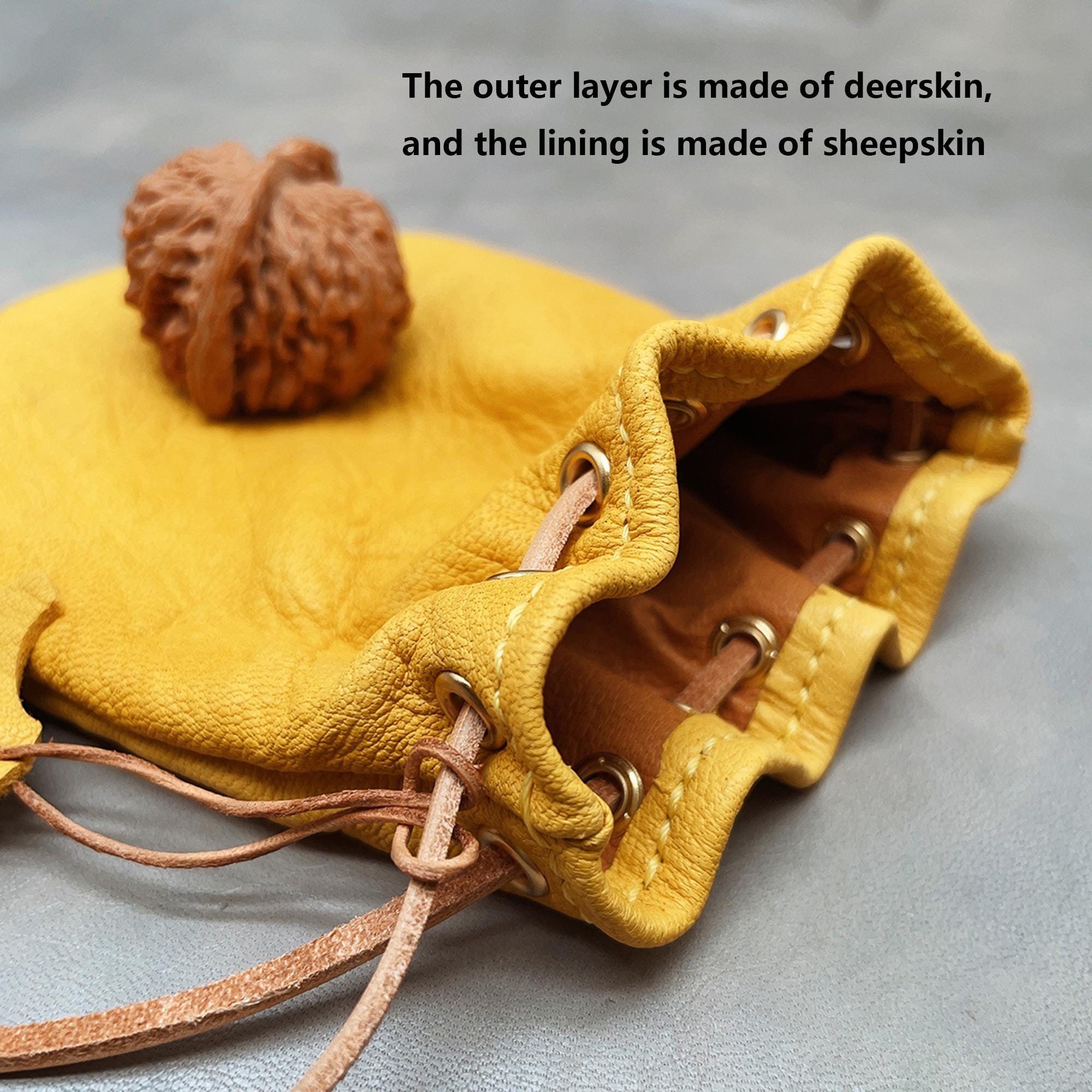 Black Deerskin Leather Box Bear Design Coin Purse — Northern