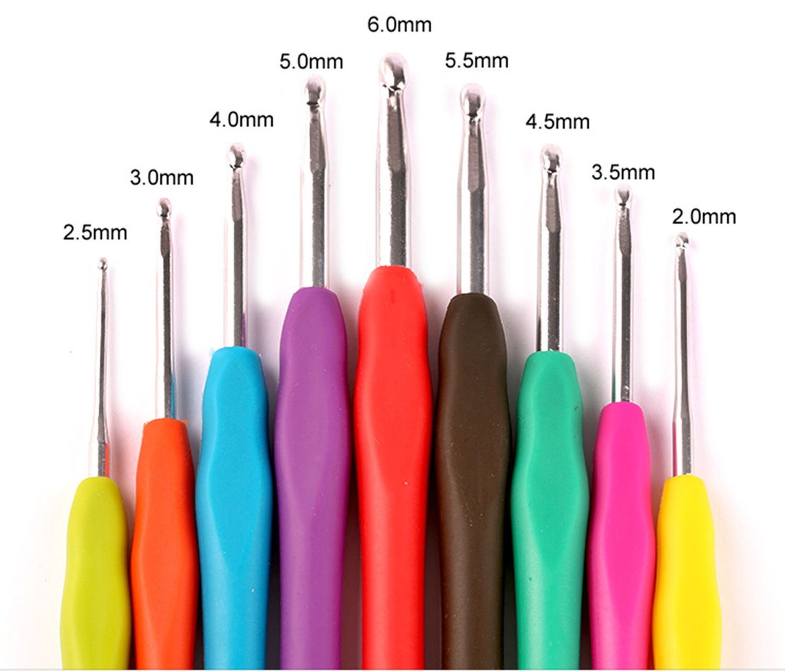 9pcs Aluminium Crochet Hook Needles Resin Handle Knitting Yarn Etsy