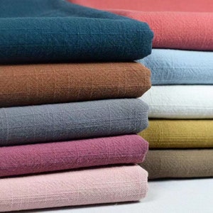 Slub texture linen cotton fabric by the yard or meter , Rustic weave . Linen fabric for bags, aprons, table linen, decor pillows, curtains