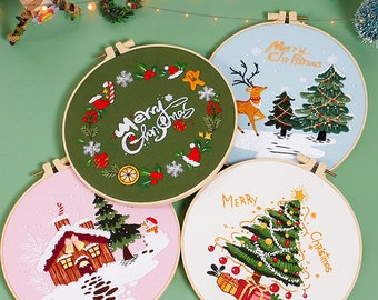 DIY Christmas Handmade Embroidery Kit Christmas Merry Tree Gift Elk