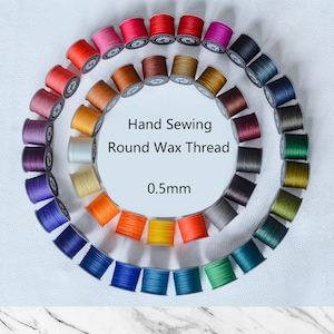 Round Waxed Thread 0.5mm in 44 Colours/Polyester Thread/Waxed Thread/Handsewing Leather/Leather Supplies