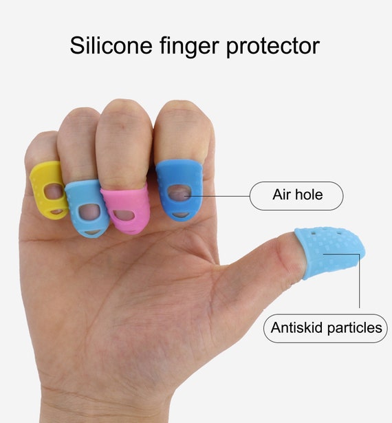 50 Pieces Guitar Finger Protectors, 5 Sizes Silicone Fingertips Guards, 5  Colors Anti Slip Fingertip Protectors for Guitar Playing Men Women Counting