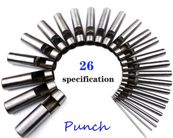 Qualität Hohe 45 # Stahl Leder Punch, Locher, Rundloch-Werkzeug, 0,5 mm, 1 mm, 2 mm, 3 mm, 4 mm, 5 mm, 6 mm, 7 mm, 8 mm, 9 mm, 10 mm, 11 mm, 12 mm, 13 mm, 14-25 mm