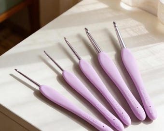 Jin Lan Purple Soft Handle Crochet Resin Handle Crochet Hook 0.4mm-6.5mm Ergonomic Crochet Knitting Needle Knitting Yarn