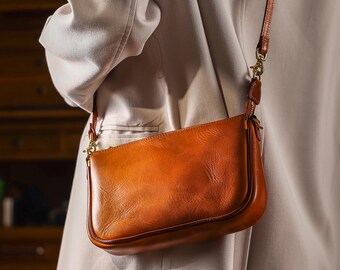 Top Layer Leather Bag  Shoulder Bag Tote Bag Women's Bag Crossbody Handmade Retro Gift