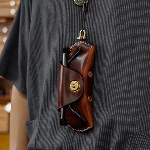 Vegetable Tanned Cow Leather Eyewear Box Men's Portable lanyard Leather Myopia Glasses Sunglasses Storage Box Sunglasses
