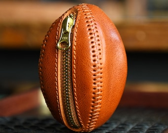 Earphone Case Stitched Rugby Coin Purse Headephone Holder Organizer Leather Earbud Case Airpods Pouch Storage Bag