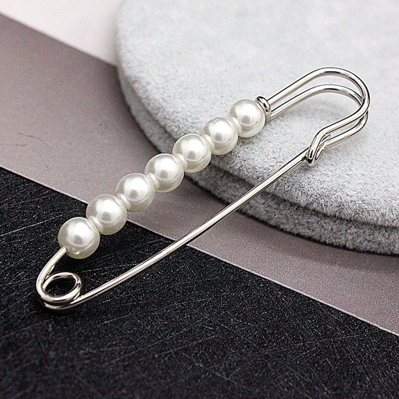 All-match pearl brooch Fashion simple big pin scarf buckle | Etsy