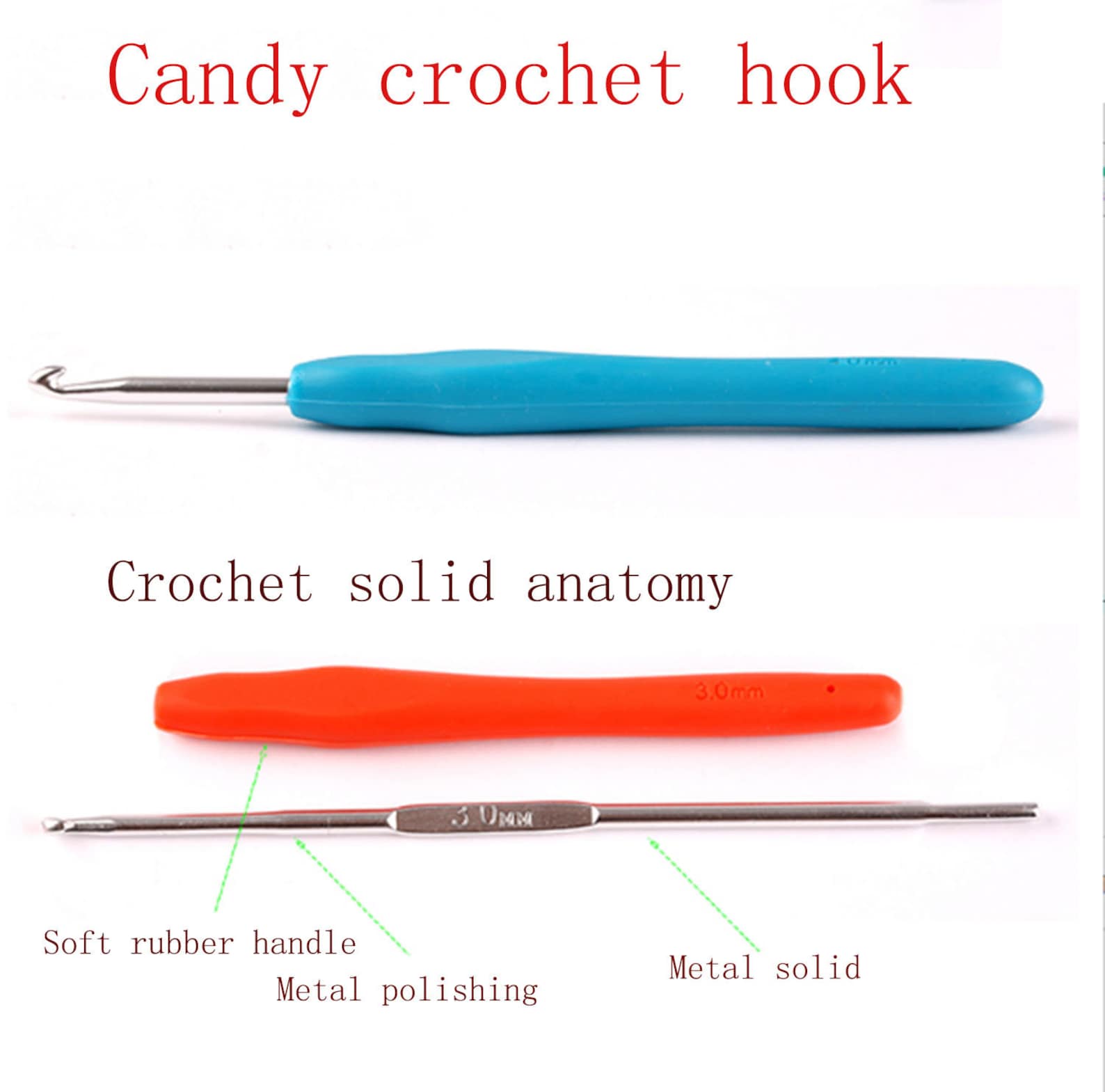 9pcs Aluminium Crochet Hook Needles Resin Handle Knitting Yarn Etsy